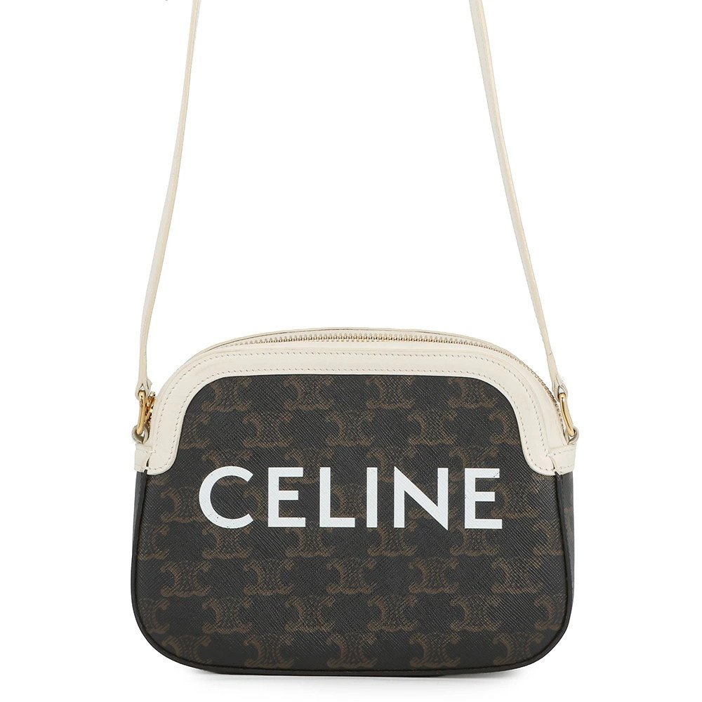 Celine Triomphe Shoulder Bag Camera Leather White